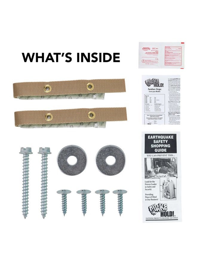 QUAKEHOLD! 4163 15-Inch Furniture Strap Kit, Beige - Image 2