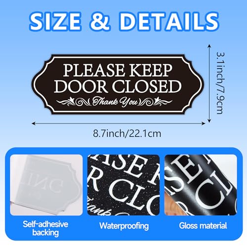 LUHIMO Please Keep Door Closed Sign for House, Self-Adhesive Waterproof Please Close Door Sign Sticker, Indoor/Outdoor Use for Workplace,Store,Cafe, Restaurant and Shop(Black) - Image 2