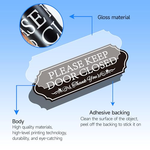 LUHIMO Please Keep Door Closed Sign for House, Self-Adhesive Waterproof Please Close Door Sign Sticker, Indoor/Outdoor Use for Workplace,Store,Cafe, Restaurant and Shop(Black) - Image 3