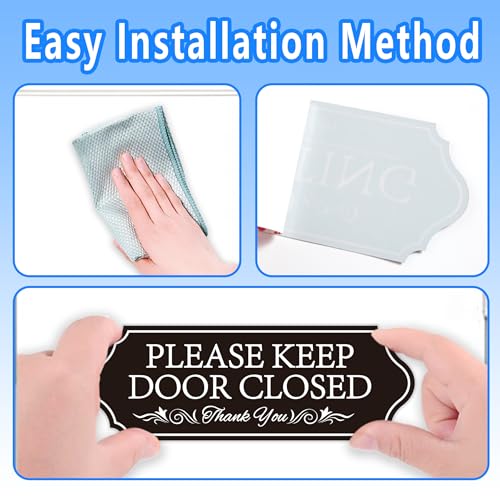 LUHIMO Please Keep Door Closed Sign for House, Self-Adhesive Waterproof Please Close Door Sign Sticker, Indoor/Outdoor Use for Workplace,Store,Cafe, Restaurant and Shop(Black) - Image 4