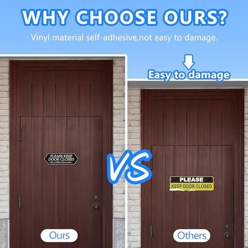 LUHIMO Please Keep Door Closed Sign for House, Self-Adhesive Waterproof Please Close Door Sign Sticker, Indoor/Outdoor Use for Workplace,Store,Cafe, Restaurant and Shop(Black) - Image 5