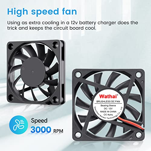 Wathai 60mm x 10mm 12V 2Pin DC Brushless Exhaust Cooling Fan 12 Volt for Small Replacement Cooler 2 Pack - Image 4