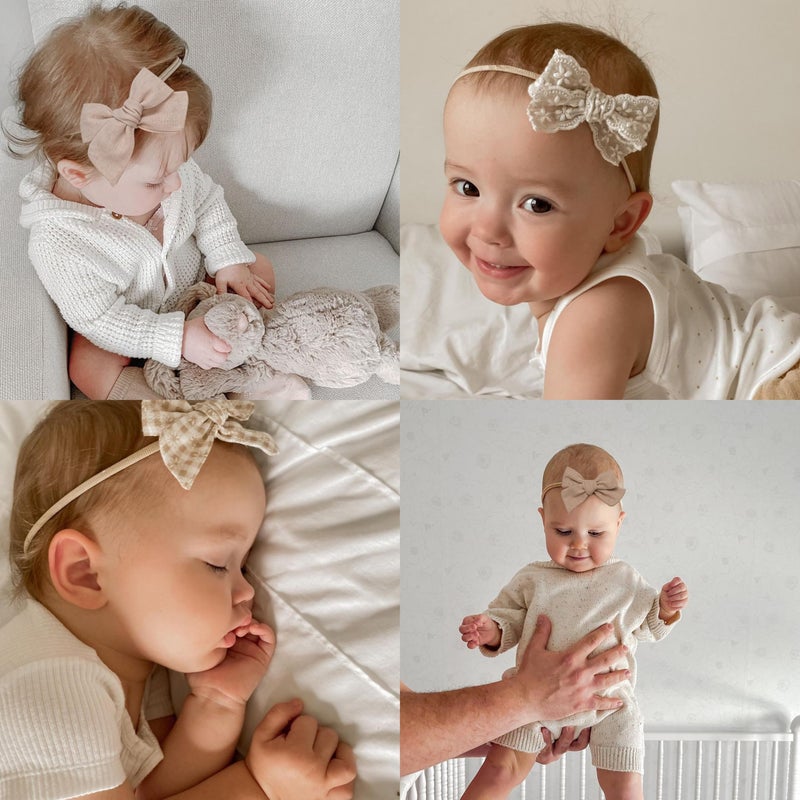 Fancy Clouds Baby Girl Bows and Headbands,14 pcs Stretchy Soft Nylon Hairbands Hair Bows for Newborns, Infants, Toddlers - Handmade Baby Hair Accessories for Girls Gifts - Image 3