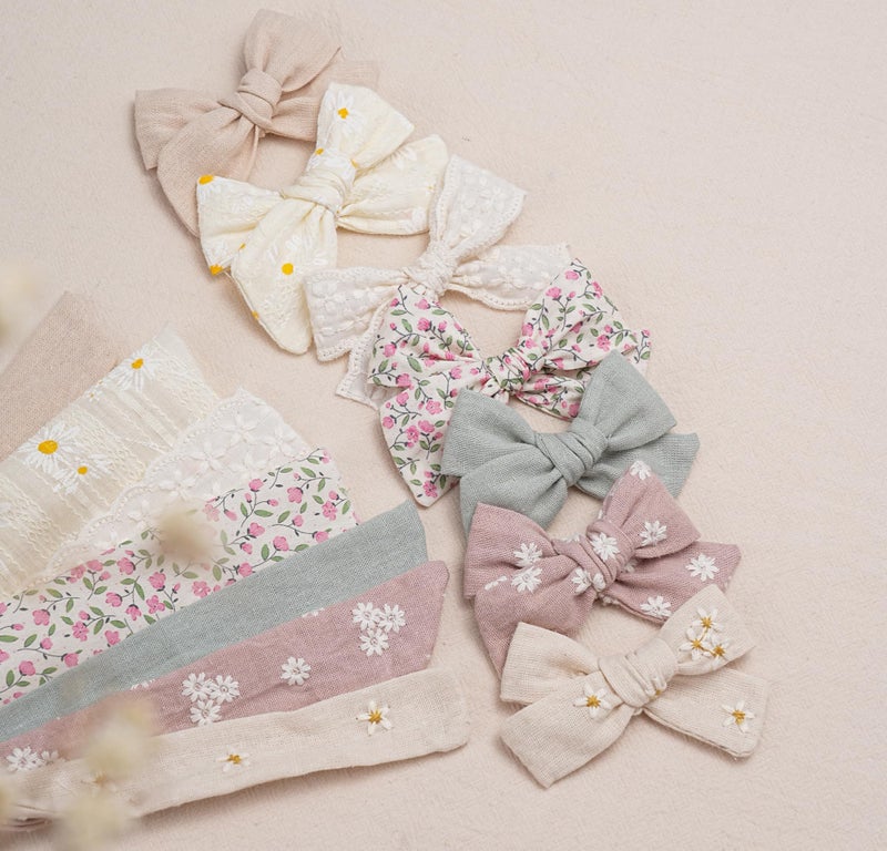 Fancy Clouds Baby Girl Bows and Headbands,14 pcs Stretchy Soft Nylon Hairbands Hair Bows for Newborns, Infants, Toddlers - Handmade Baby Hair Accessories for Girls Gifts - Image 5