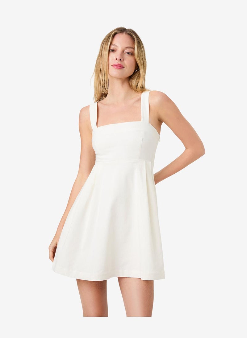 French Connection Women's Sum Wht Aspen Linen Babydoll Mini Dress - Image 3