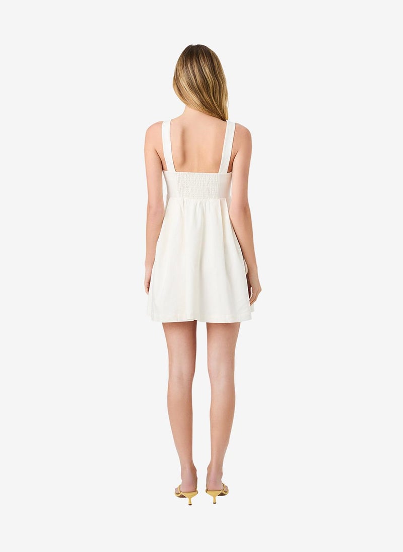 French Connection Women's Sum Wht Aspen Linen Babydoll Mini Dress - Image 5