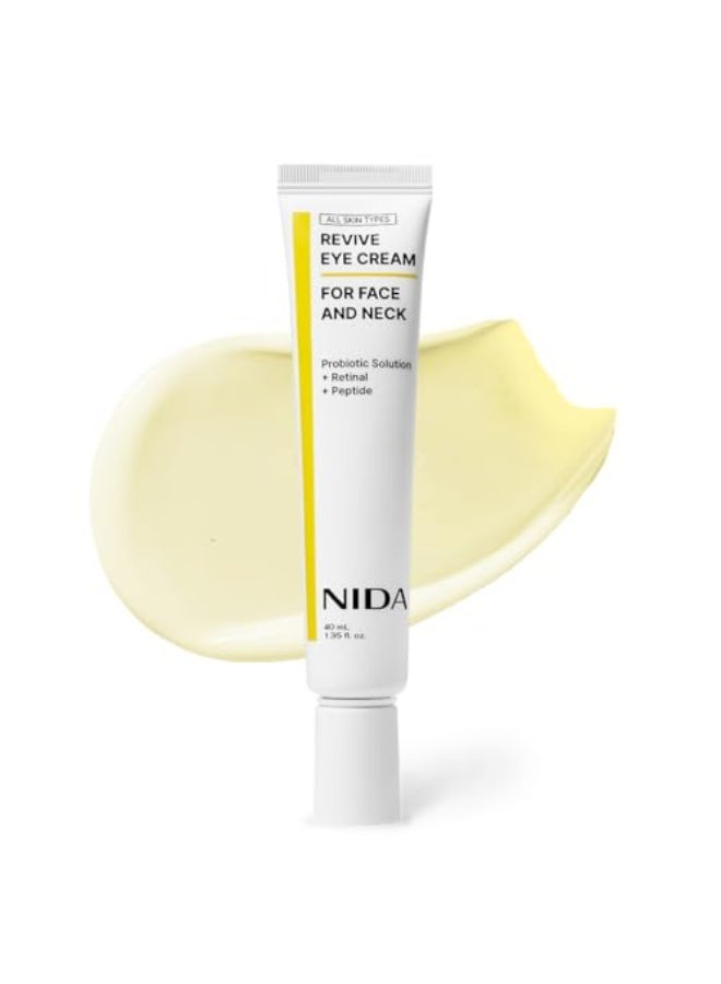 NIDA Revive Eye Cream For Face And Neck | Probiotic Solution, Retinal, Peptide | Wrinkles, Fine Lines, Cell Turnover, Firm Skin Texture, Radiant Skin, Moisture Retention | 1.35 fl. oz., 40ml - Image 1