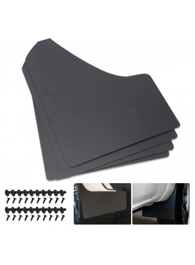 SUNPIE Car Mud Flaps Universal Fit Black Splash Guards (4 Pack) with 20 Pieces 6mm Fastener Rivet Clips - Image 1