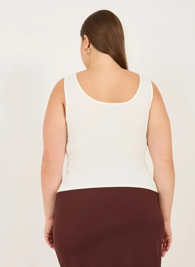 Styli Plus Size Scoop Neck Skinny Fit Jersey Tank