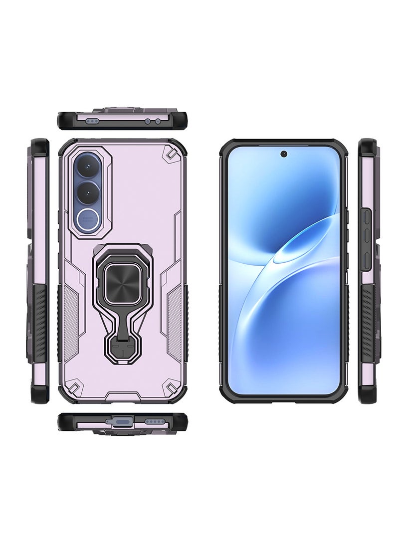 Full Body Protective Phone Case for VIVO V70 FE with Ring Holder | 4 Corner Protection Shockproof, Magnetic Car Mount Compatible, Built-in Kickstand,Pink - Image 3