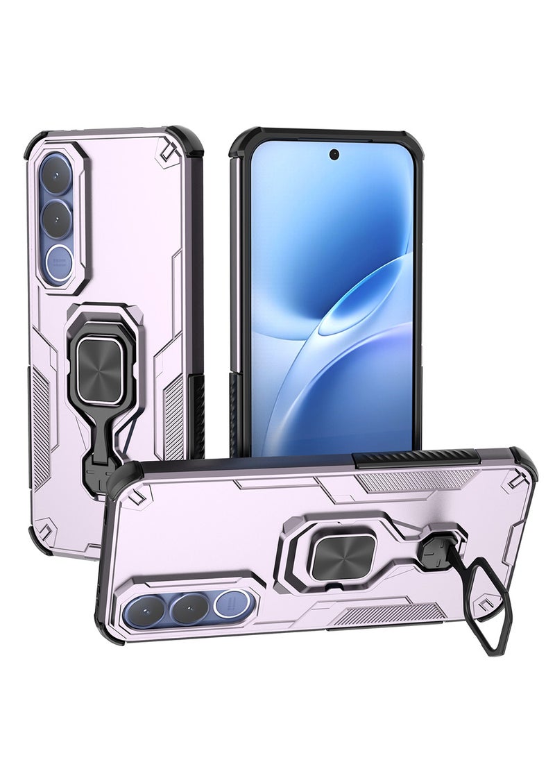 Full Body Protective Phone Case for VIVO V70 FE with Ring Holder | 4 Corner Protection Shockproof, Magnetic Car Mount Compatible, Built-in Kickstand,Pink - Image 1