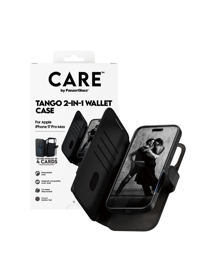 PanzerGlass آيفون 17 برو ماكس تانغو 2 في 1 فولي | محفظة جلدية + غلاف قابل للفصل مع MagSafe، 4 فتحات بطاقات، حماية كاملة من السقوط والخدوش 360 درجة، شحن لاسلكي مغناطيسي، تركيب سهل، أسود - Image 5