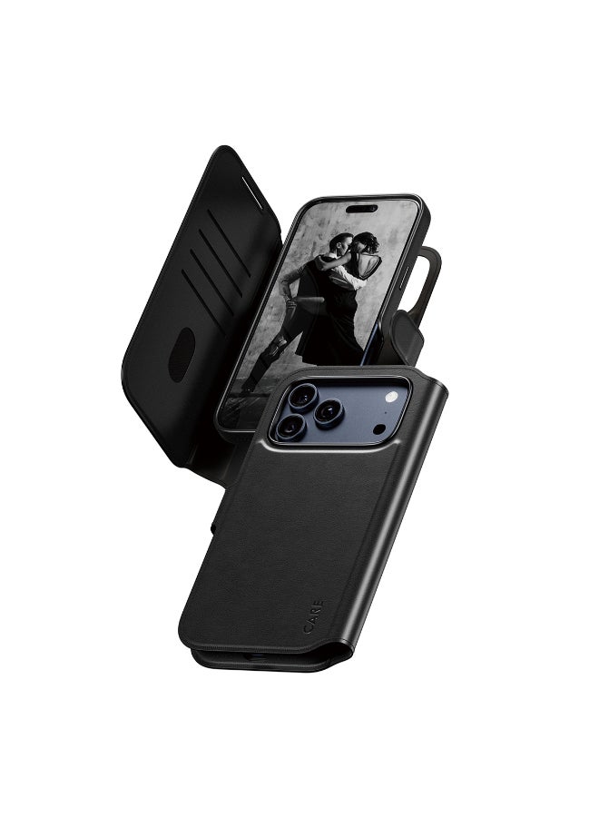 PanzerGlass آيفون 17 برو ماكس تانغو 2 في 1 فولي | محفظة جلدية + غلاف قابل للفصل مع MagSafe، 4 فتحات بطاقات، حماية كاملة من السقوط والخدوش 360 درجة، شحن لاسلكي مغناطيسي، تركيب سهل، أسود - Image 1