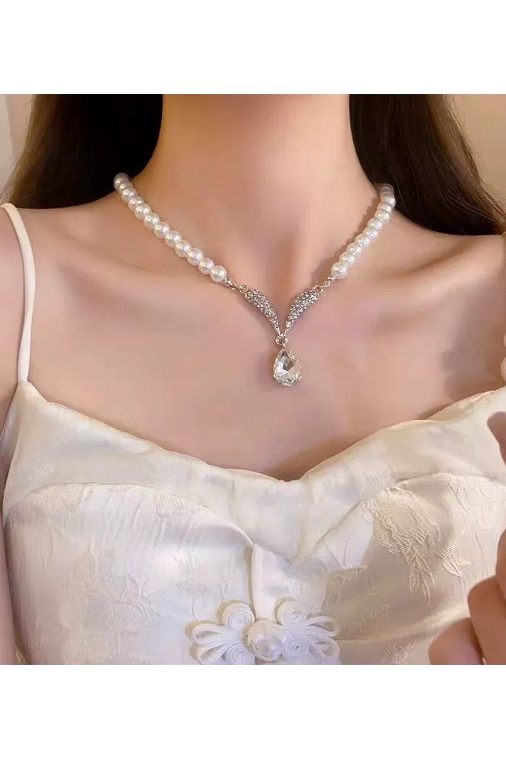 Goolsky Trendy Korean Pearl Necklace & Earrings Set – Fashion Bridal Jewelry for Women, Elegant Plated Alloy Accessories for Dress & Wedding - Image 2