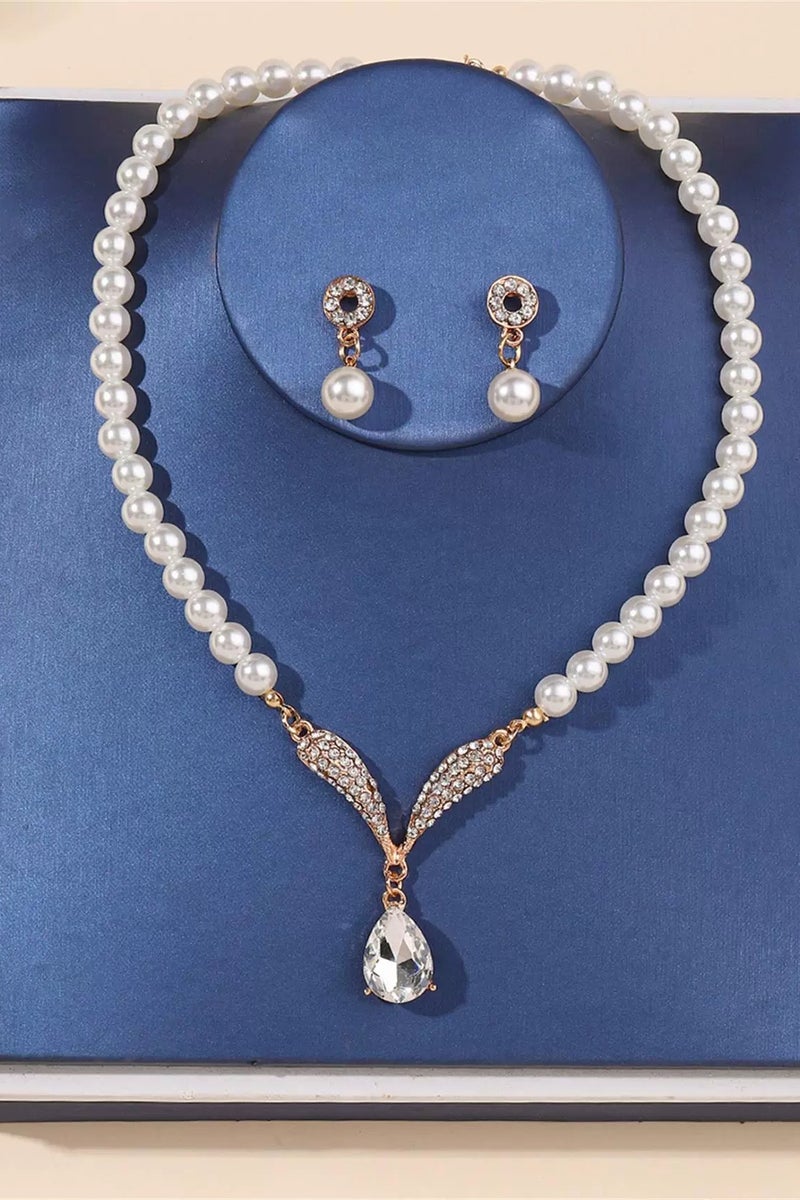 Goolsky Trendy Korean Pearl Necklace & Earrings Set – Fashion Bridal Jewelry for Women, Elegant Plated Alloy Accessories for Dress & Wedding - Image 4