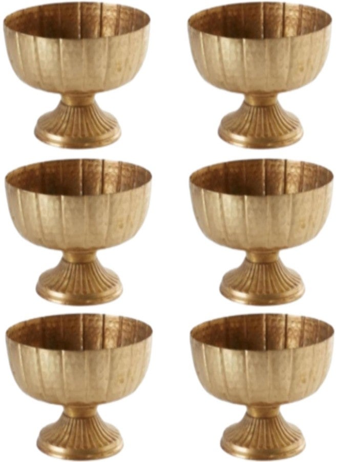 Ninehaoou 6 Pcs Distressed Gold Metal Compote Bowl Compote Vase Centerpieces for Table Pedestal Vase for Wedding Birthday Party Anniversary Indoor Outdoor Activity, 8" Diameter (Distressed Gold) - Image 1