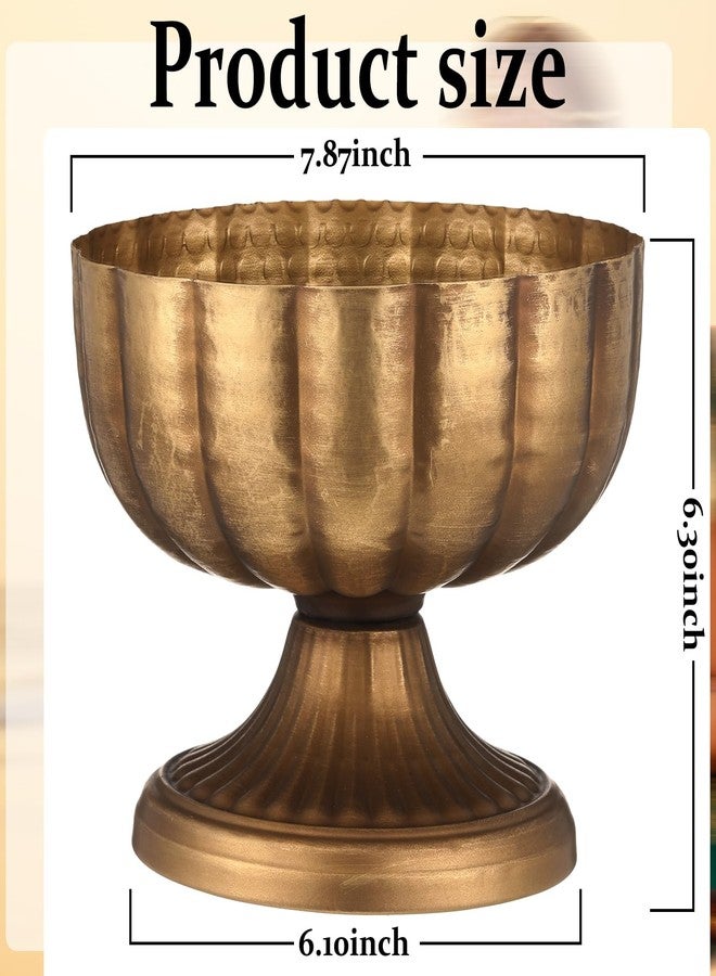 Ninehaoou 6 Pcs Distressed Gold Metal Compote Bowl Compote Vase Centerpieces for Table Pedestal Vase for Wedding Birthday Party Anniversary Indoor Outdoor Activity, 8" Diameter (Distressed Gold) - Image 2