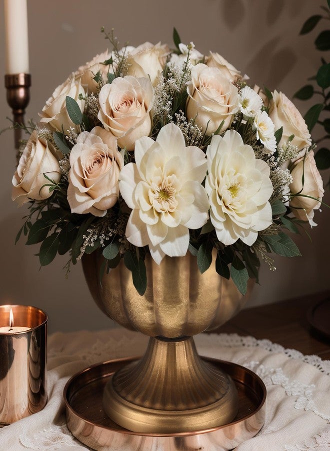 Ninehaoou 6 Pcs Distressed Gold Metal Compote Bowl Compote Vase Centerpieces for Table Pedestal Vase for Wedding Birthday Party Anniversary Indoor Outdoor Activity, 8" Diameter (Distressed Gold) - Image 5