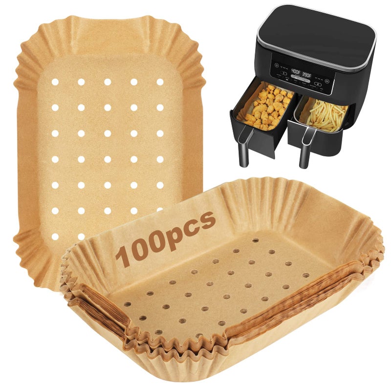 YQL Air Fryer Liners for Ninja Dual100PCS Perforated Parchment Paper for Air Fryer Disposable Air Fryer Paper Liners AF300UK AF400UK Accessories Compatible with NinjaTowerEMtronics Air Fryer