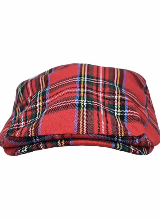 WITHMOONS Newsboy Flat Cap Tartan Check Plaid Outdoors Beret Hat YZ30078, Red, One size - Image 2