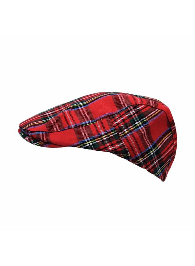 WITHMOONS Newsboy Flat Cap Tartan Check Plaid Outdoors Beret Hat YZ30078, Red, One size - Image 3