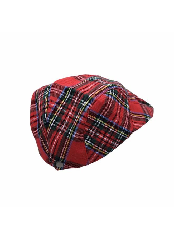 WITHMOONS Newsboy Flat Cap Tartan Check Plaid Outdoors Beret Hat YZ30078, Red, One size - Image 4
