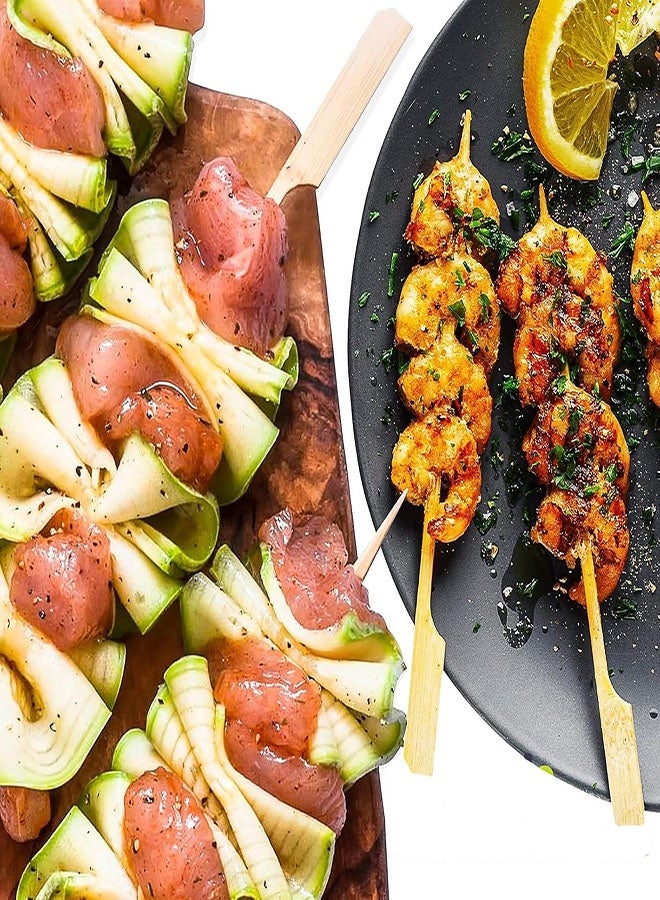 200 قطعة أسياخ من الخيزران للمقبلات، أسياخ شواء بطول 12 سم، أعواد أسنان فاخرة للمقبلات، أسياخ خشبية مسطحة، أعواد طعام للحفلات والمشروبات، شواء الفاكهة، لوحات اللحوم الباردة، إكسسوارات - Image 5