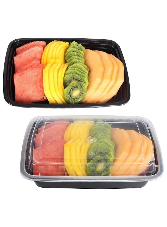 Halapack 10Pcs Microwavable Container 12oz Black Rectangular Shape Meal Prep , Catering, Food Storage Reusable Container - Image 3