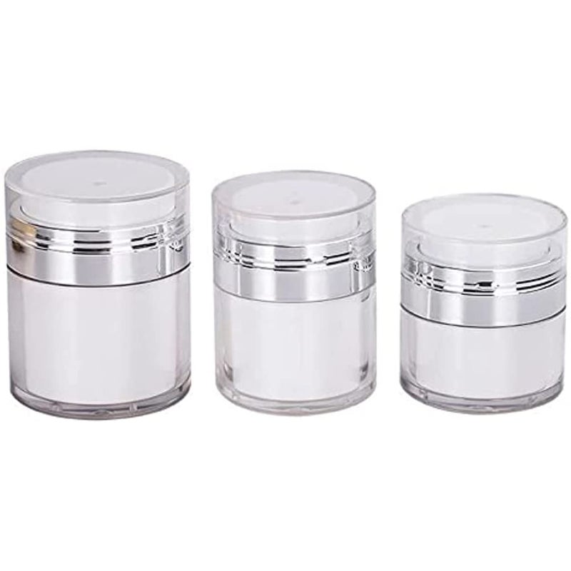 woobles 3pcs 15/30/50ml Cream Jar Vacuum Bottle,Airless Pump Jar Bottles Portable Lotion Dispenser,Refillable Cream Jar Vacuum Bottle Makeup Lotions Creams Travel Container Push Down Pump Dispenser - Image 1