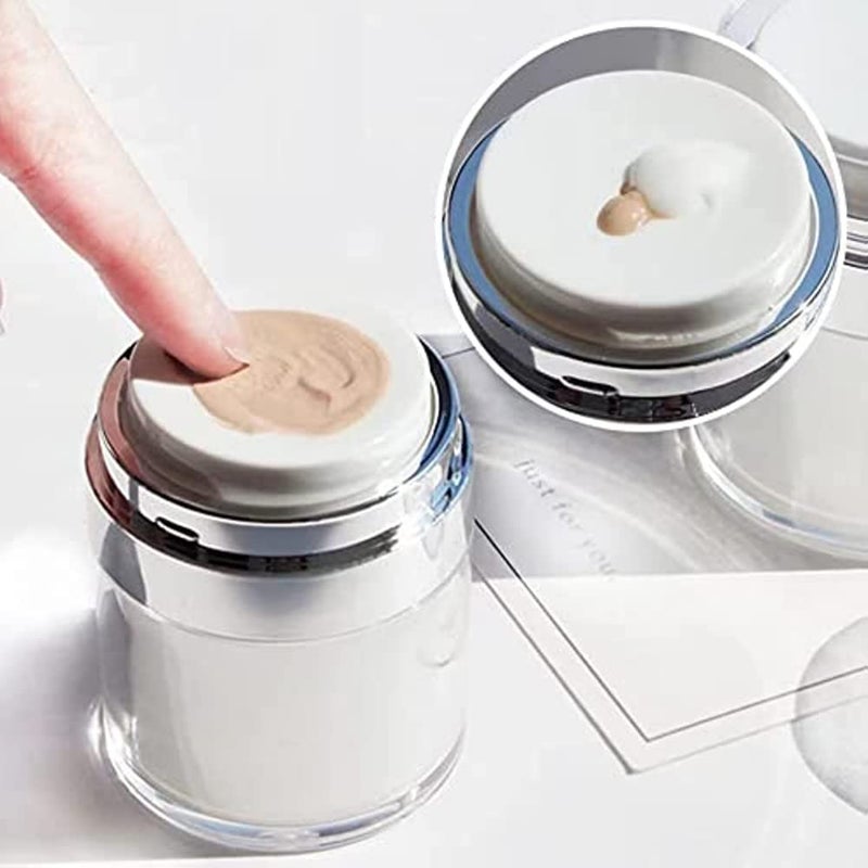 woobles 3pcs 15/30/50ml Cream Jar Vacuum Bottle,Airless Pump Jar Bottles Portable Lotion Dispenser,Refillable Cream Jar Vacuum Bottle Makeup Lotions Creams Travel Container Push Down Pump Dispenser - Image 3