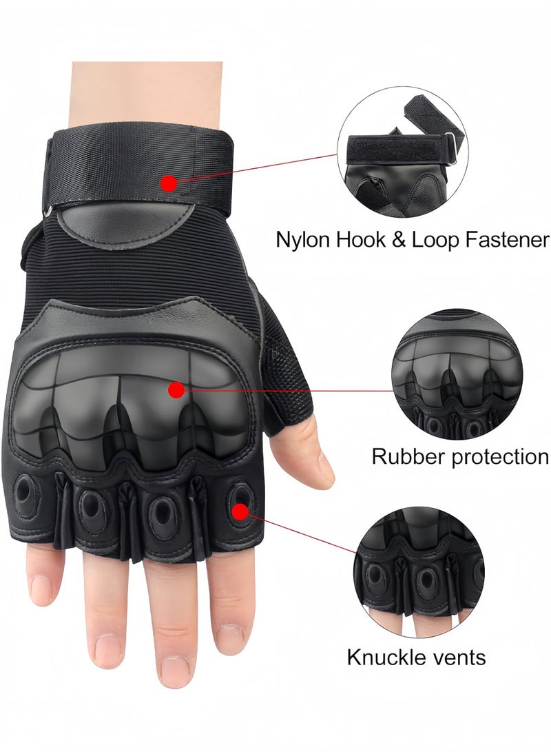 UANIQ Motorcycle Gloves Half Finger for Off Road Riding Desert Racing Tactical Training Cycling Gym Fitness Protective Gloves for Men Black - Image 3