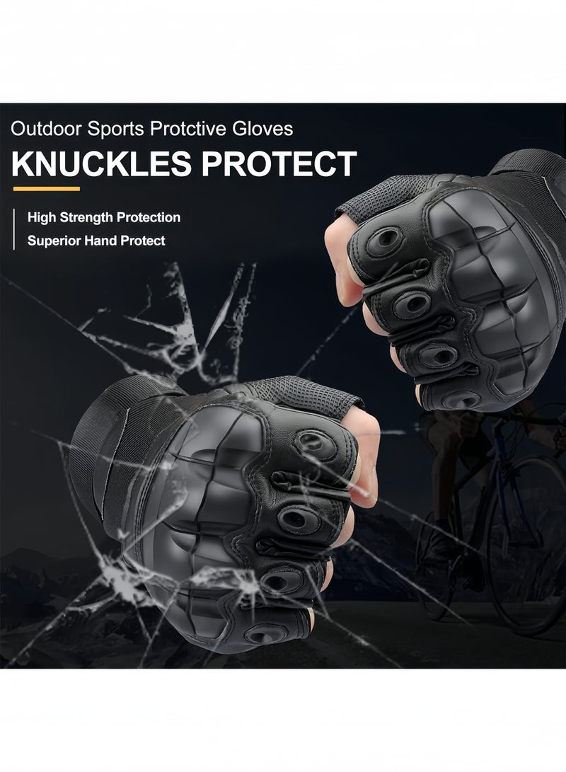 UANIQ Motorcycle Gloves Half Finger for Off Road Riding Desert Racing Tactical Training Cycling Gym Fitness Protective Gloves for Men Black - Image 5