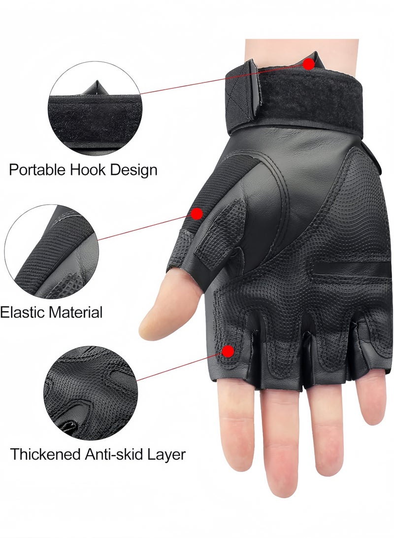 UANIQ Motorcycle Gloves Half Finger for Off Road Riding Desert Racing Tactical Training Cycling Gym Fitness Protective Gloves for Men Black - Image 4