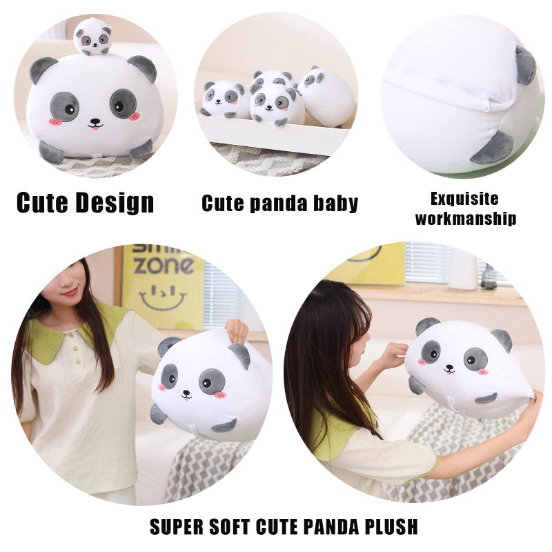 SQEQE Panda Mommy Stuffed Animal with 4 Baby Pandas, Super Soft Cartoon Hugging Toy Gifts for Girls Boys Birthday - Image 4