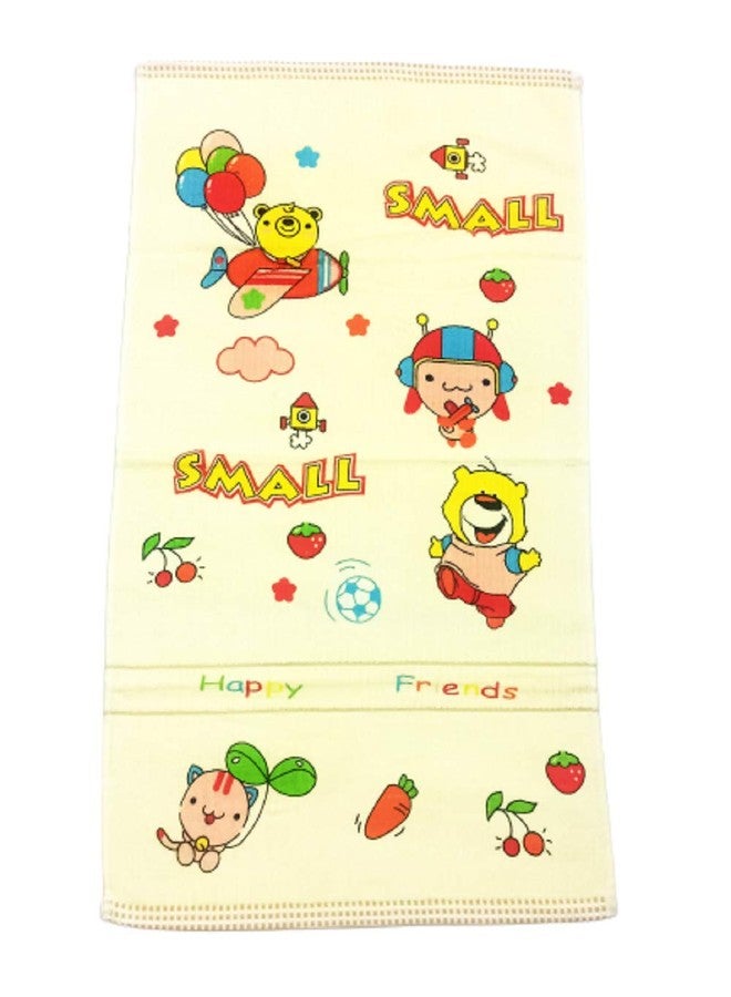 SHARMA CLOTHING Towel 100% Cotton Washcloth for New Born Baby/Infants/Toddlers Absorbent Cartoon Animal Printed Square Bath Towel (Yellow Towel) - Image 1