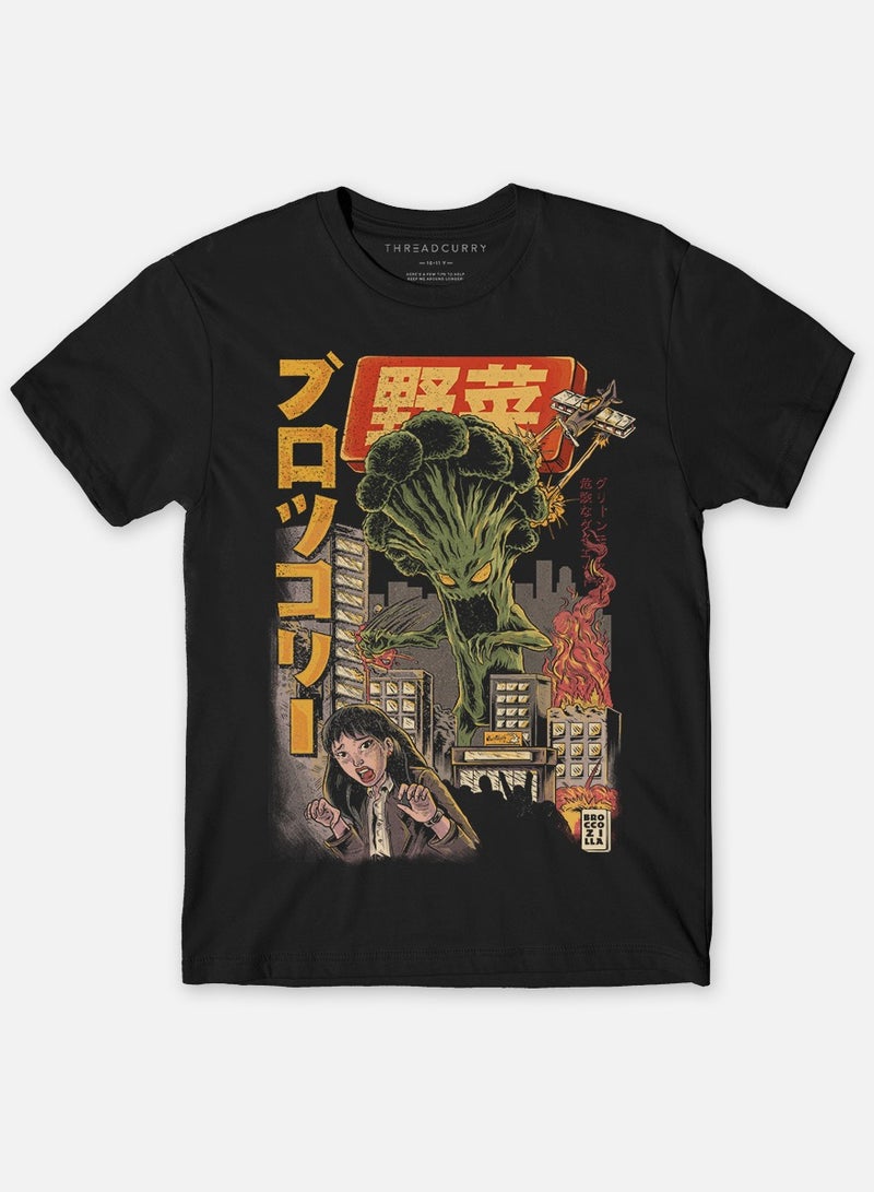 THREADCURRY Comic Boys Black Printed Round Neck T-shirt - Image 1