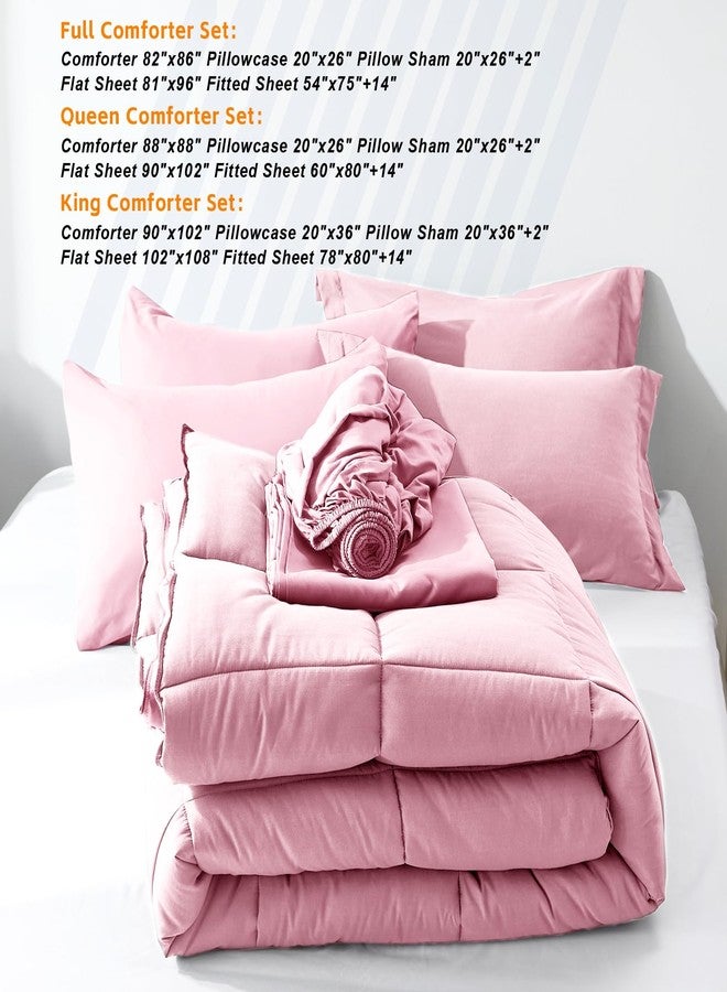 COZYART طقم لحاف كامل من كوزي آرت، 7 قطع، وردي، طقم سرير متكامل، خفيف الوزن، ناعم، قابل للاستخدام على الوجهين، مناسب لجميع الفصول، يتضمن: لحاف واحد، شرشف مسطح واحد، شرشف مطاطي واحد، غطاءا وسادة، وغطائي وسادة. - Image 5
