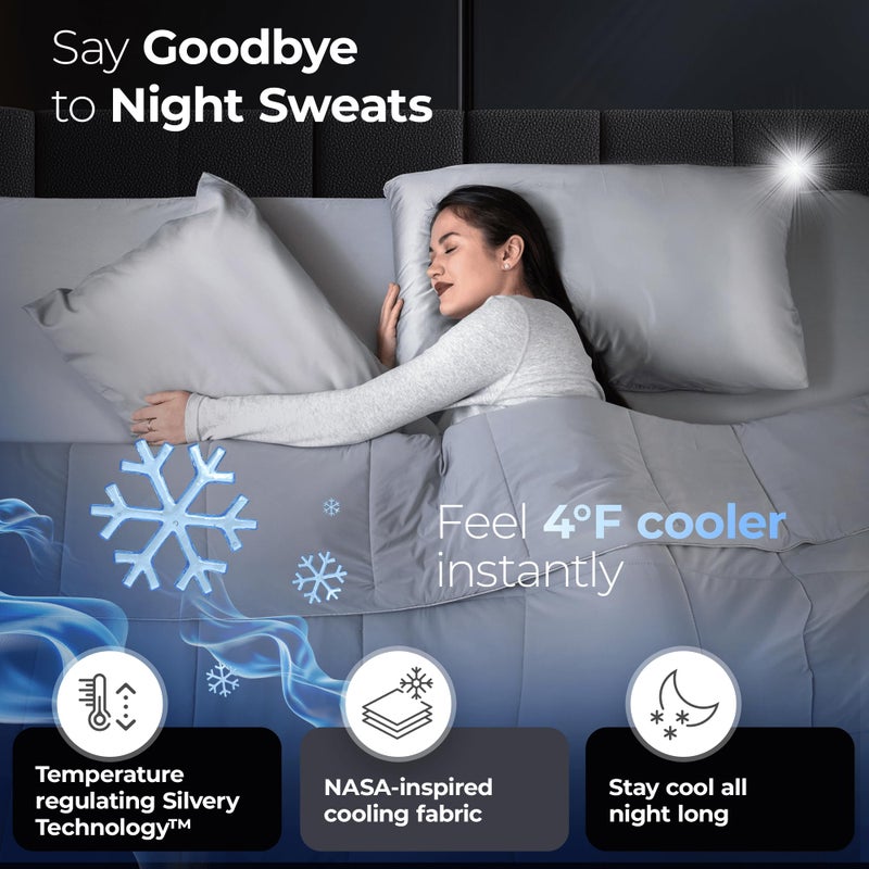 Silvery Silver-Infused Cooling Comforter â€“ Award-Winning Self-Cooling Blanket for Hot Sleepers with Self-Cleaning Silvery Technology for Sweat-Free & Cool Sleep (Gray, Twin/Twin XL (68" x 90")) - Image 2