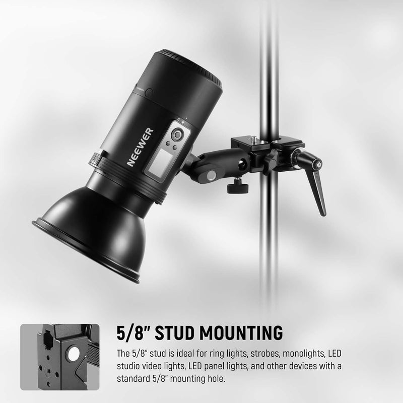 Neewer Super Clamp with 5/8" Stud, Spring Lock, 2.4"/6cm Jaw Grip Heavy Duty Crab Pole Clamp for Round Pipe Flat Surface, for Photography Studio Camera & Lighting Mounting, Max Load 33lb/15kg, UA017 - Image 3
