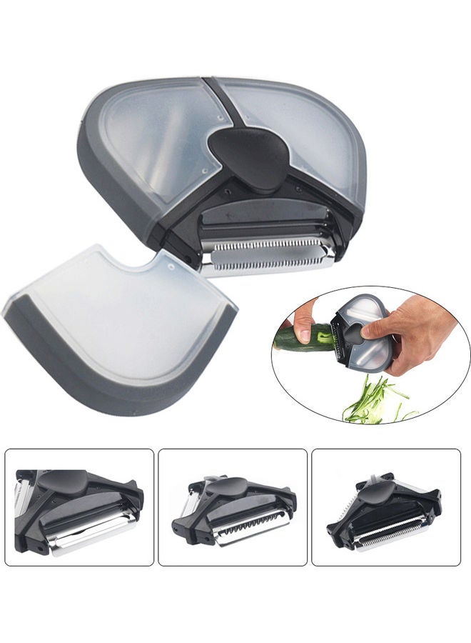 Multifunctional Three-in-one Multi-function Hand-cranked Fruits Peeler Black 10.5x3x10.5cm  - Image 1