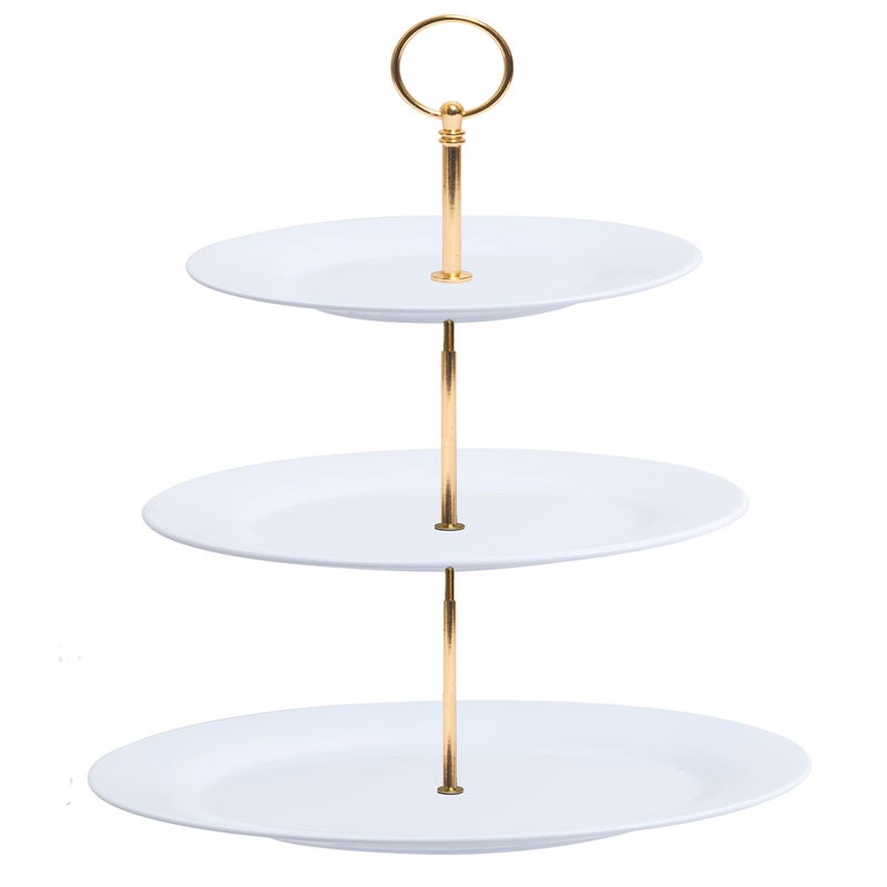 حامل كعك ثلاثي الطبقات TP صينية تقديم ميلامين غير قابلة للكسر برج عرض الحلوى والفواكه لحفلات الزفاف وأعياد الميلاد وحفلات الشاي وحفلات استقبال المواليد البيضاء