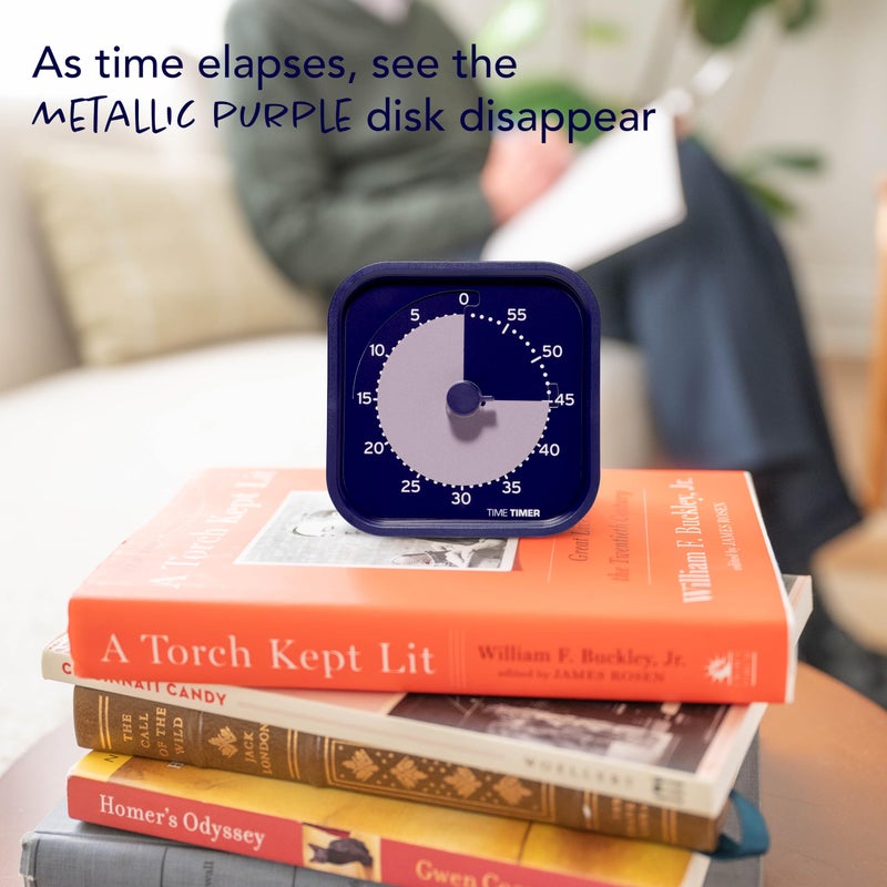 Time Timer MOD Home - Metallic Series - Individual Sized 60 Minute Visual Countdown Timer for ADHD, Adults, Students, and Pomodoro with Silent Operation (Metallic Indigo) - Image 2