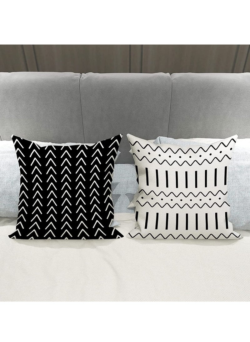 Pillow Covers Modern Sofa Throw Pillow Cover, Decorative Outdoor Linen Fabric Pillow Case for Couch Bed Car 45x45cm (Black, 18x18, Set of 4) - Image 4