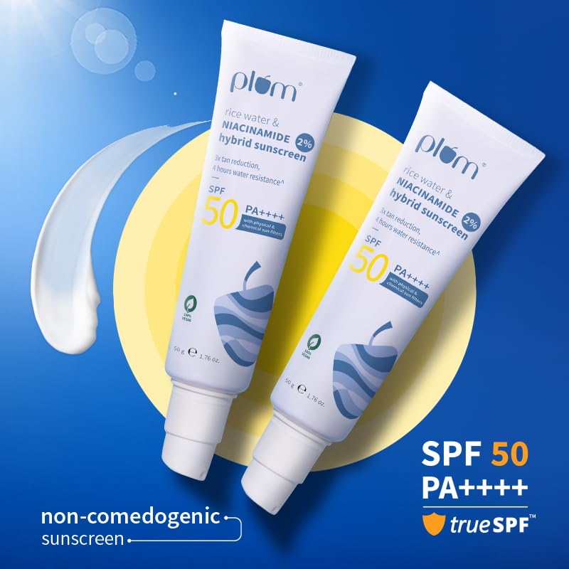 Plum Rice Water & Niacinamide 2% Hybrid Sunscreen | 80g | Full Size - Image 5