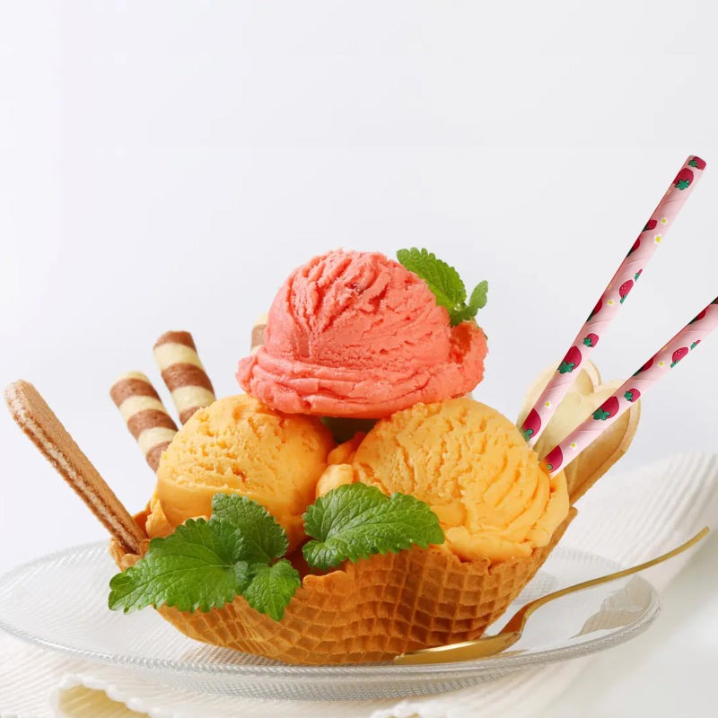 YAOSHENG Premium Disposable Drinking Fruit Paper Straws  Pack 100 Strawberry Paper Straws for Cocktail Party Supplies Birthday Bridal/Baby Shower Juice Shakes (Strawberry) - Image 4