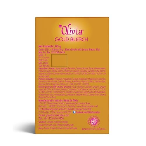 Olivia Gold Bleach 325g | Enriched with Gold Dust & Saffron | Fades Facial Hair | Enhances Skin Tone And Brightness| Reduces Dark Spots | Evens Skin Tone | Instant Glow | Gentle & Safe - Image 2