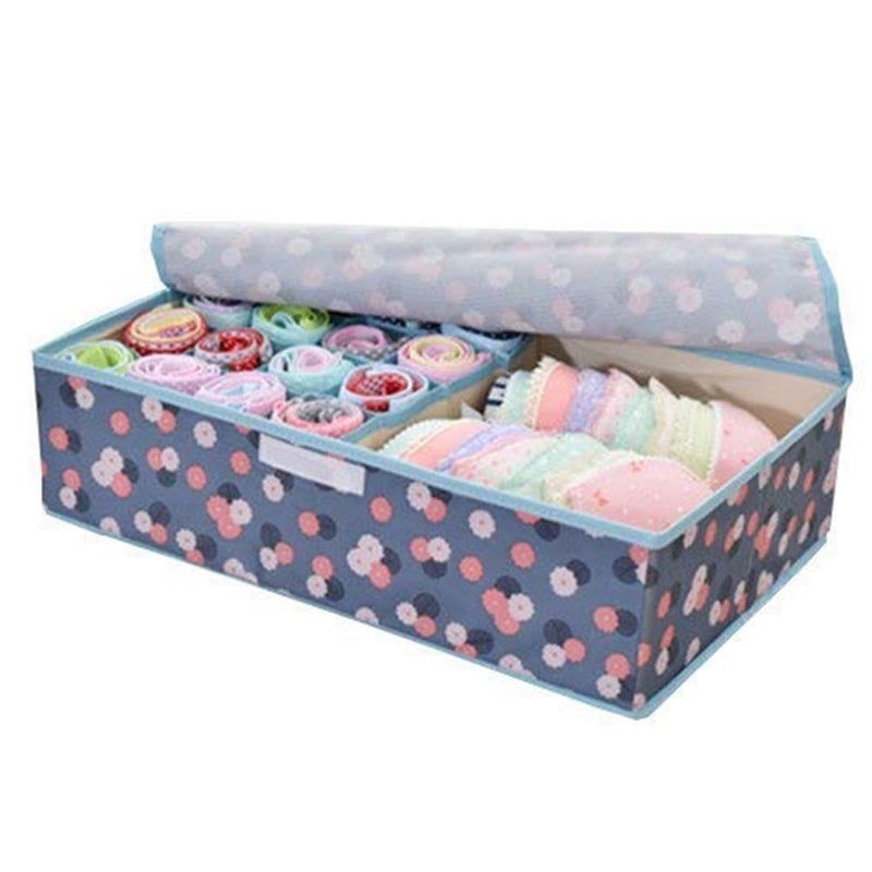Styleys 161 Drawer Organizer Innerwear Storage Box Wardrobe Organizer For Clothes Sky Blue Flower_S1016A - Image 1