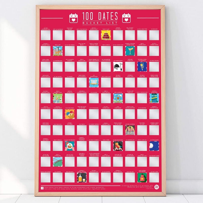 Gift Republic 100 Dates Scratch Off Poster Couples Bucket List Date Night Ideas Anniversary Gift Wedding Engagement Present Boxed - Image 2