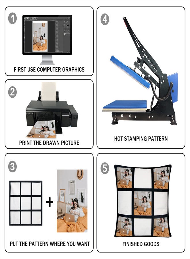 Zikra 4 Pcs Sublimation Blank Lattice Pillow Cases Sofa Throw Cushion Pillow Covers for Photo DIY Heat Tranfer 15.7 x 15.7 Inch Picture Printing Couch Pillowcases with Invisible Zippers No Pillow - Image 5