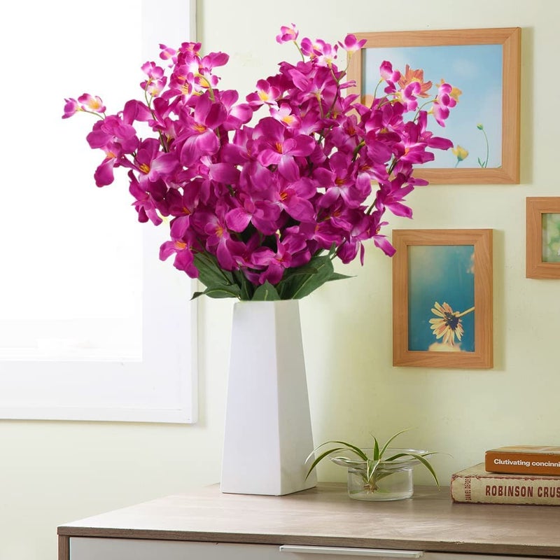 HOKPA 26.7'' Artificial Orchid Stems, 12Pcs Purple-Red Silk Turquoise Orchids Flowers for Wedding Bridal Bouquet Boutonniere Wreath Table Centerpiece Outdoor Decor - Image 2